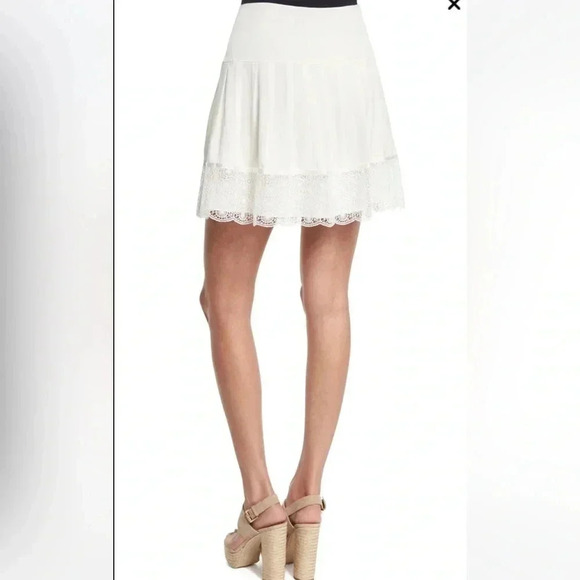 Diane von Furstenberg Belita Lace-Trim A-Line Skirt, Ivory size 10 - Picture 3 of 15